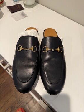 Gucci Black Leather Princetown Loafers